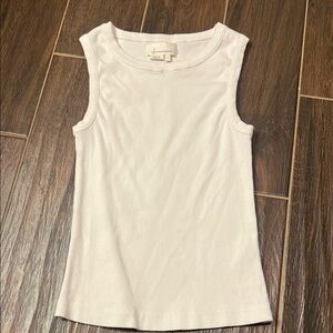Anthropologie Fitted White Ribbed Tank Small